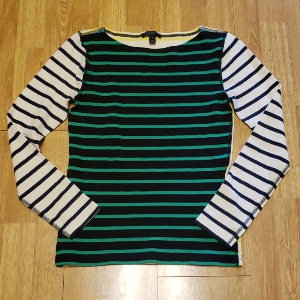 J Crew Waffle Tshirt in Stripe combo sz small